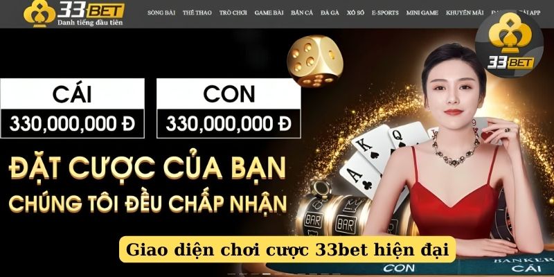 Giao diện chơi cược tại 33bet vô cùng hiện đại